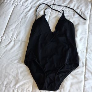 Black one piece swim suit